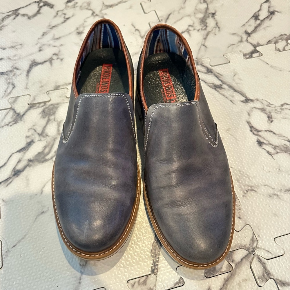 Pikolinos Men's Blue Gray Leather Slip-On Berna Loafers size EU 44